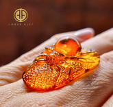 Cognac Amber Carved Spider Cabochons